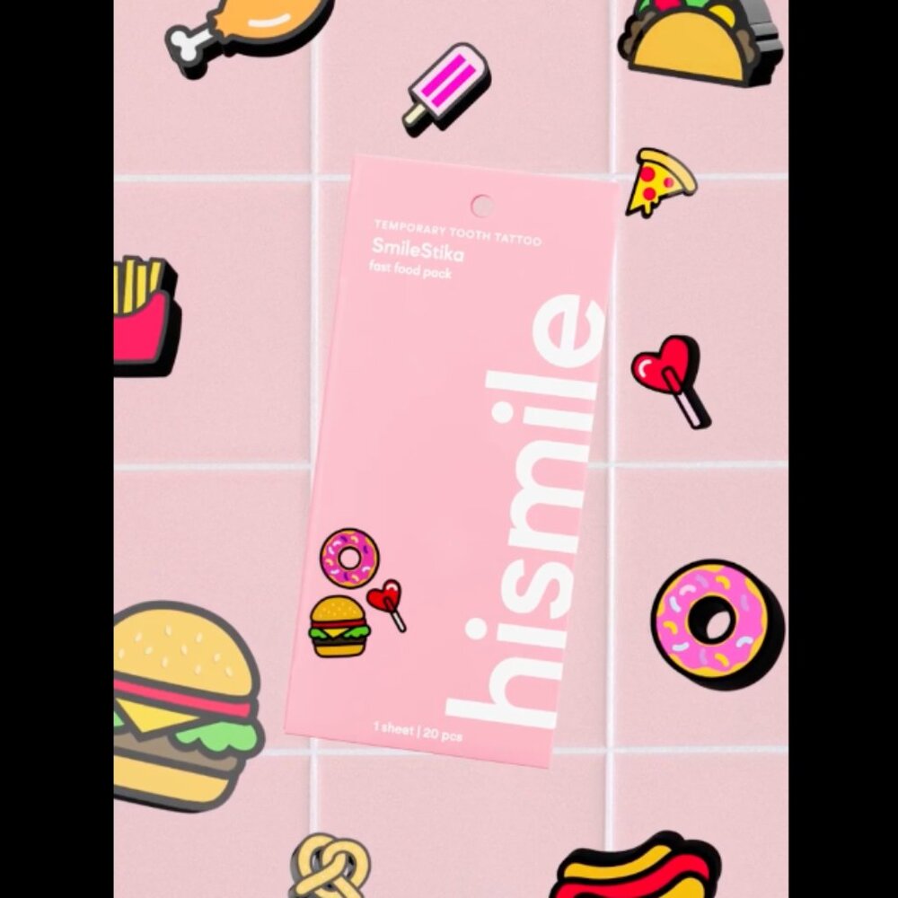 🌶4/$12 NIP HISMILE SmileStika Fast Food Pack 20 pcs Tooth Temporary Tattoos